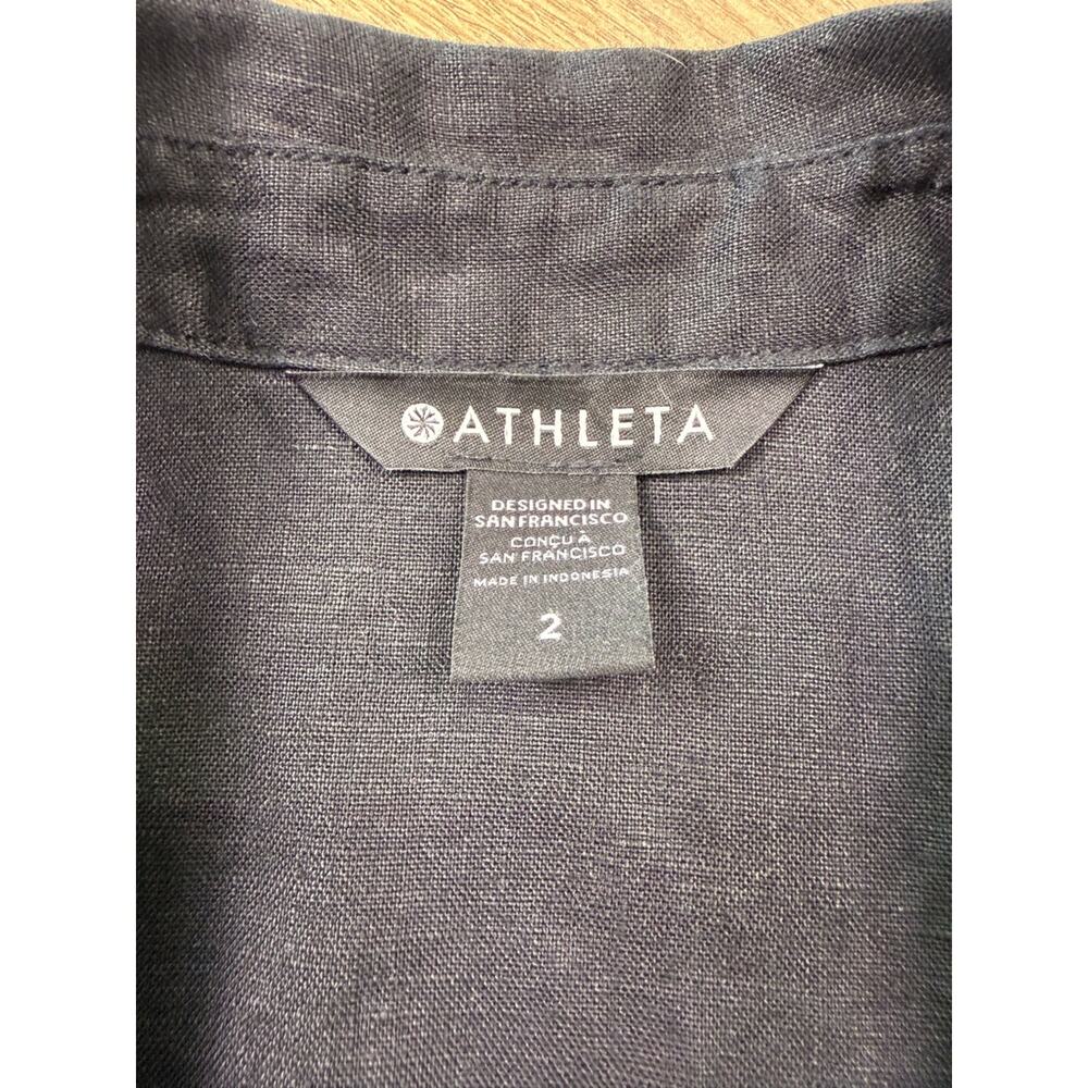 NWT Athleta Playa Linen Wrap V-Neck Dress with Pockets Summer Black Size 2 - Picture 7 of 12